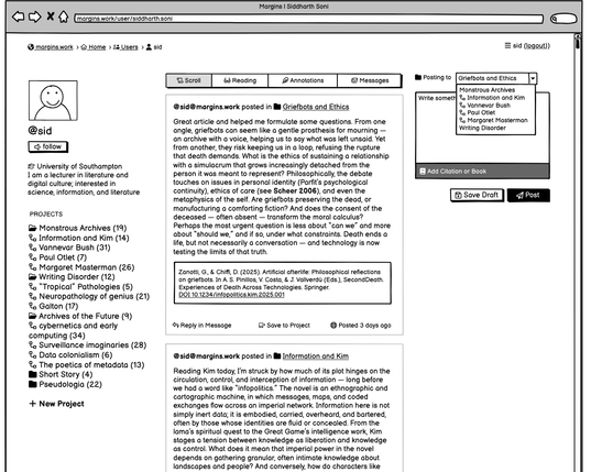 wireframe UI of margins